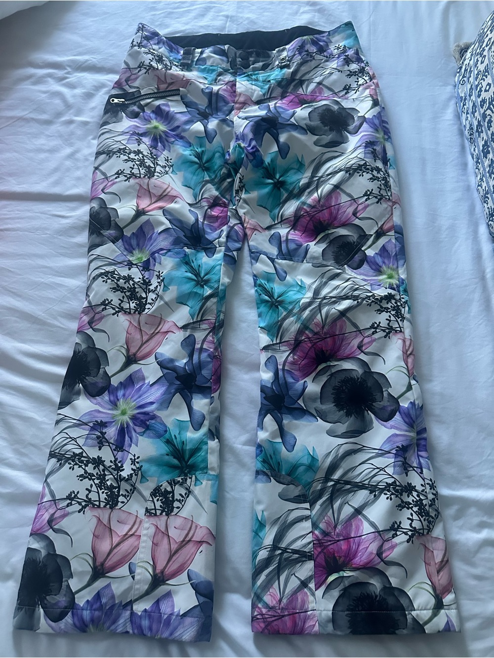 Obermeyer Printed Malta Insulated Ski Pants Floral Watercolor Women’s Size 12 - Picture 2 of 5
